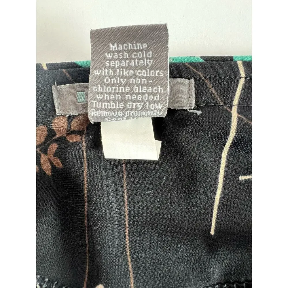 Apt 9 Black Brown Teal Floral A-Line Knee Length‎ Flare Skirt Petite PXL